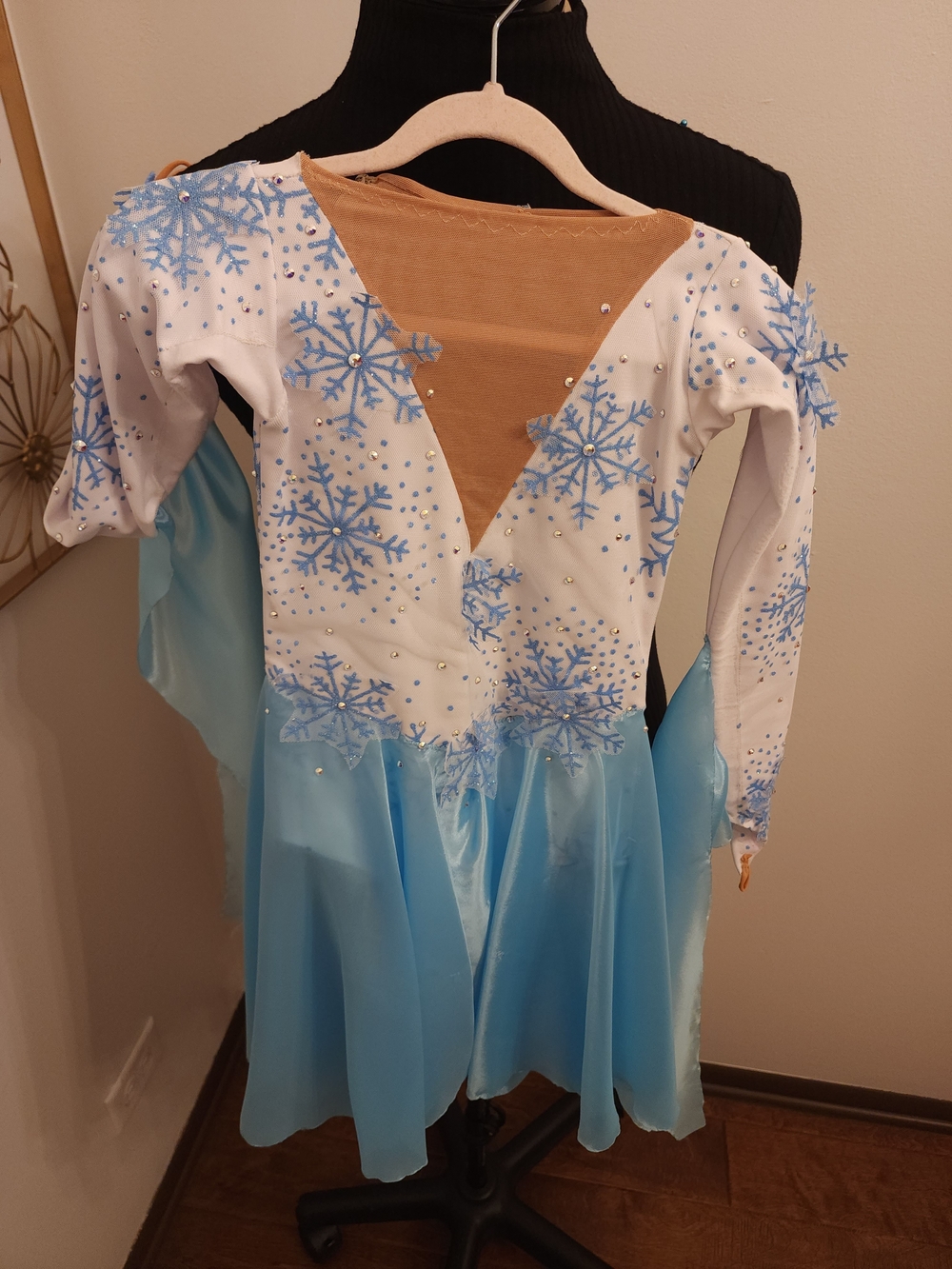 Blue Snowflake Princess Ice skating Costume Dress For Girls 6-7 Years - Picture 8 of 8